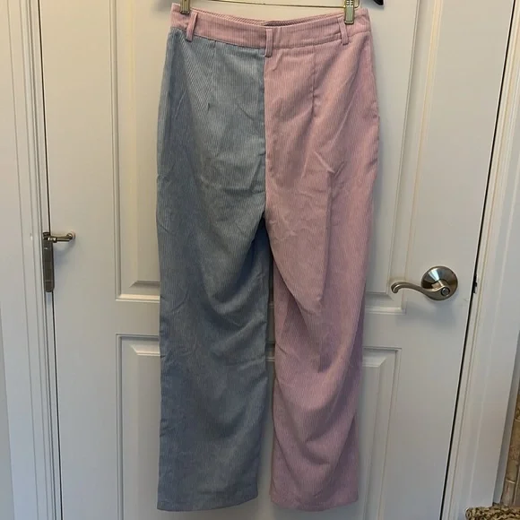 Vintage Salanta corduroy pants Polyester Color Block Purple Blue US 6 - Picture 4 of 10